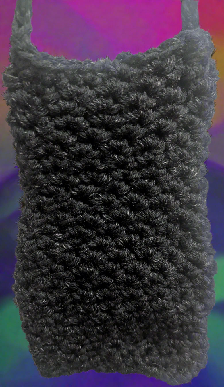 Black & White Flower Crochet Crossbody Bag