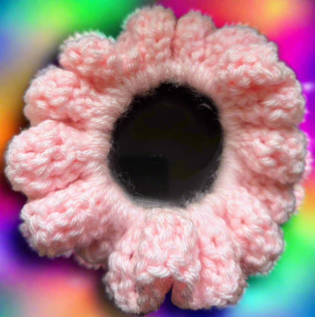 Crochet Scrunchie, Pink, Crochet Hair Scrunchie, Handmade Boho Crochet Scrunchie, Pink Hair Tie, Pink Crochet Scrunchie, Handmade Hair Accessory for Women, Men, Teen, Unisex