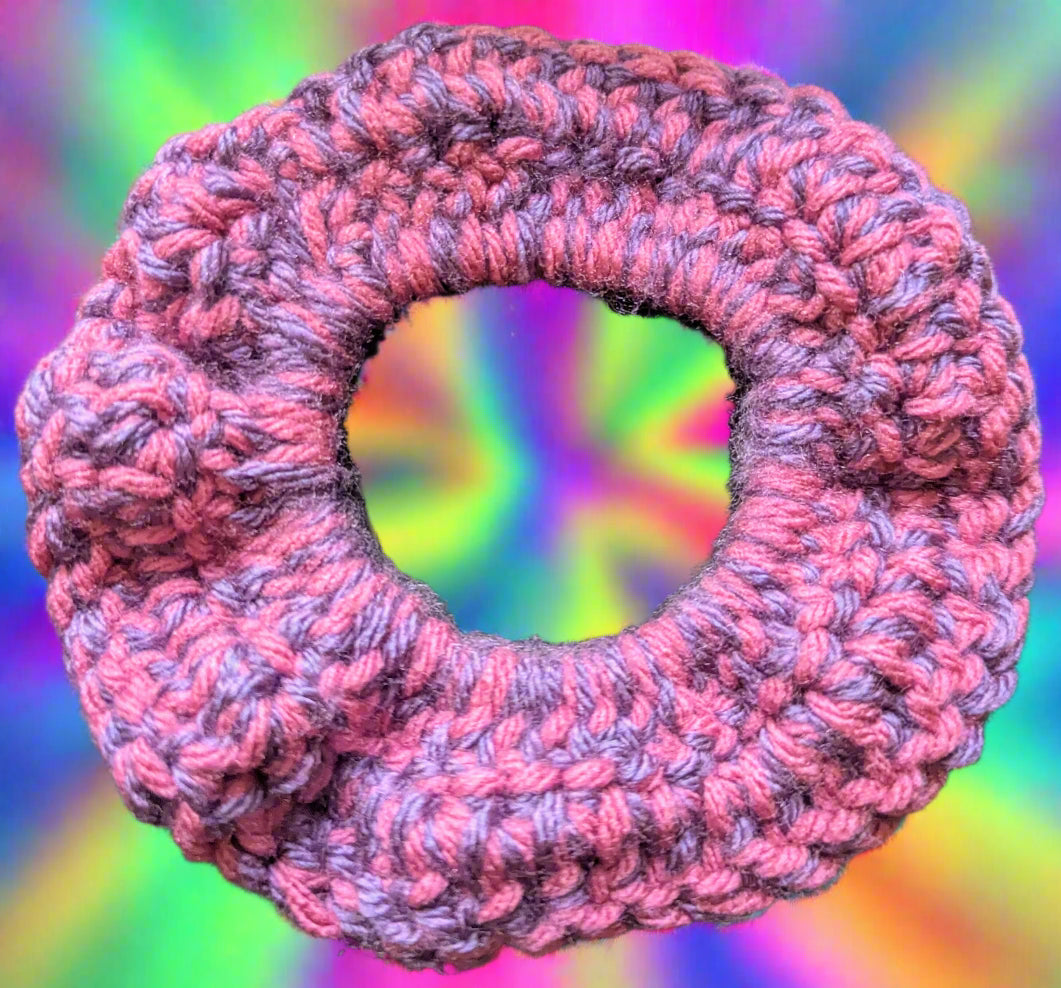Pink & Purple Crochet Scrunchie - Handmade Hair Accessory