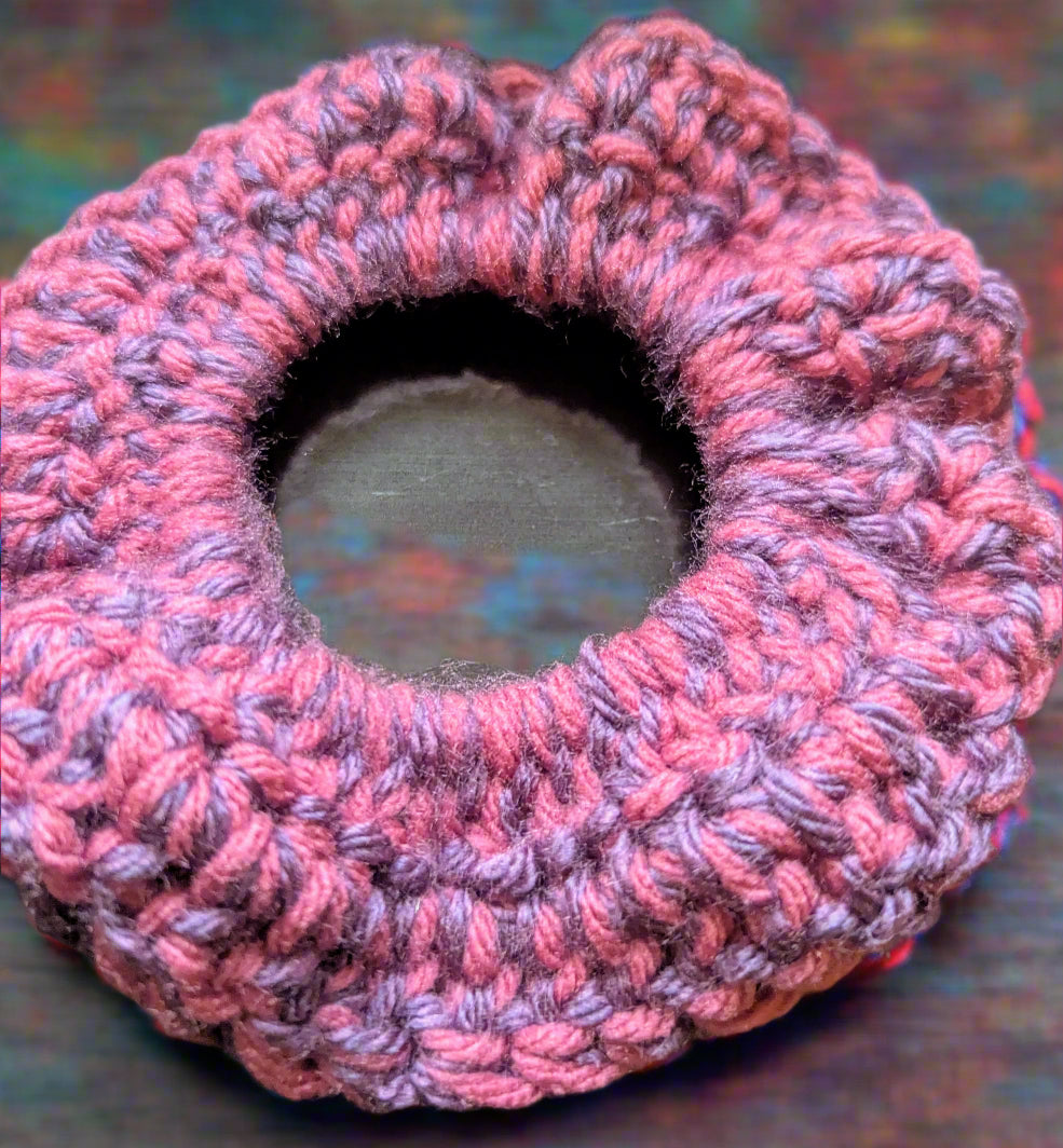 Pink & Purple Crochet Scrunchie - Handmade Hair Accessory