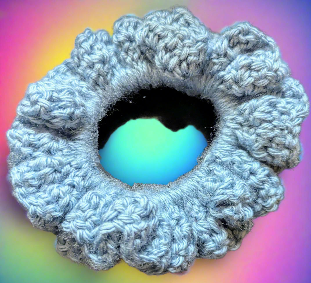 Crochet Scrunchie, Blue, Crochet Hair Scrunchie, Handmade Boho Crochet Scrunchie, Blue Hair Tie, Pink Crochet Scrunchie, Handmade Hair Accessory for Women, Men, Teen, Unisex