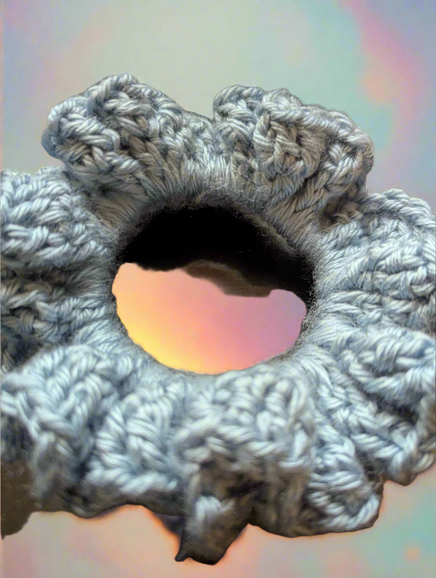 Crochet Scrunchie, Blue, Crochet Hair Scrunchie, Handmade Boho Crochet Scrunchie, Blue Hair Tie, Pink Crochet Scrunchie, Handmade Hair Accessory for Women, Men, Teen, Unisex
