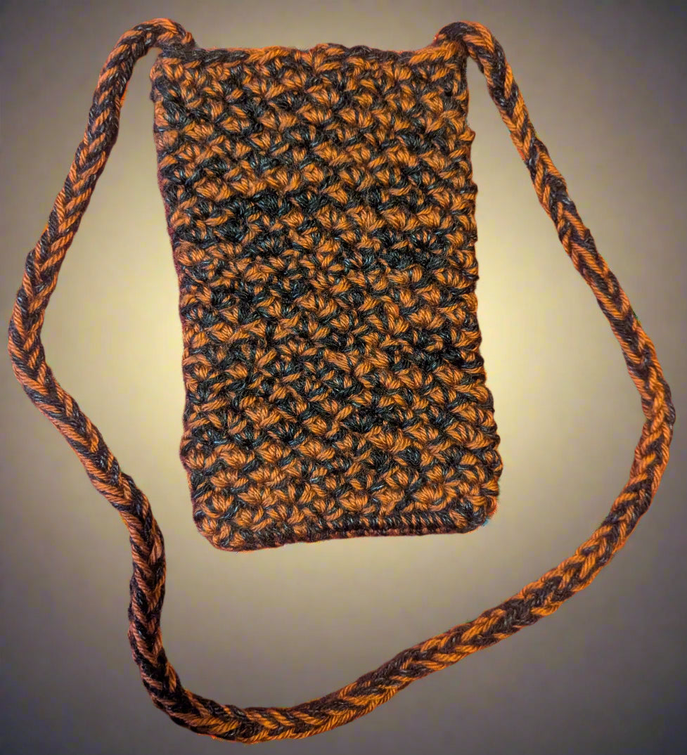 Brown & Black Flower Crochet Crossbody Bag
