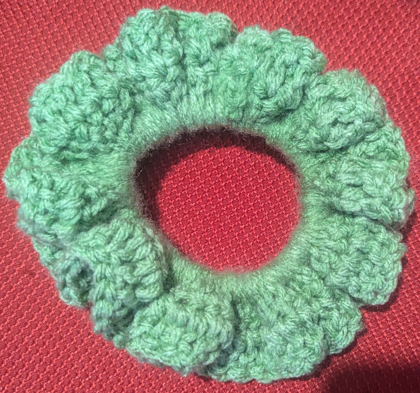 Crochet Scrunchie, Green, Crochet Hair Scrunchie, Handmade Boho Crochet Scrunchie, Green Hair Tie, Green Crochet Scrunchie, Handmade Hair Accessory for Women, Men, Teen, Unisex