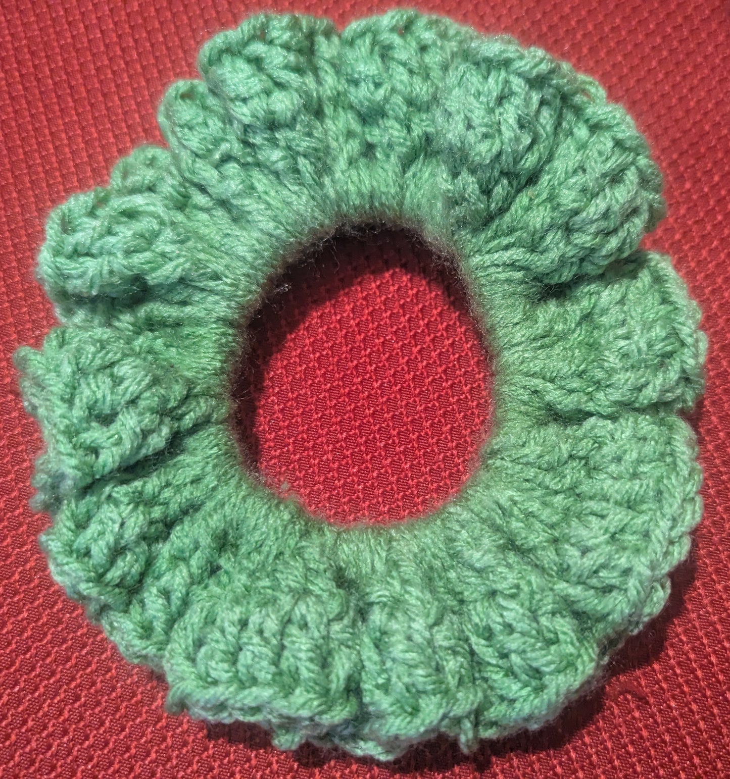 Crochet Scrunchie, Green, Crochet Hair Scrunchie, Handmade Boho Crochet Scrunchie, Green Hair Tie, Green Crochet Scrunchie, Handmade Hair Accessory for Women, Men, Teen, Unisex