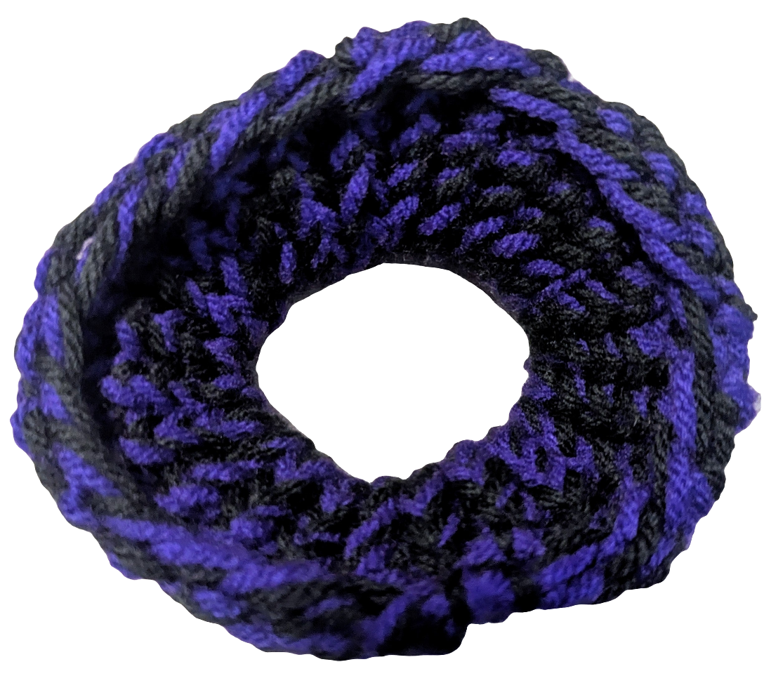 Black & Purple Knit Scrunchie, Black & Purple Knit Scrunchie, Handmade Black & Purple Knit Hair Scrunchie, Gothic Two-Tone Knit Scrunchie, Witchy Knit Scrunchie, Black & Purple