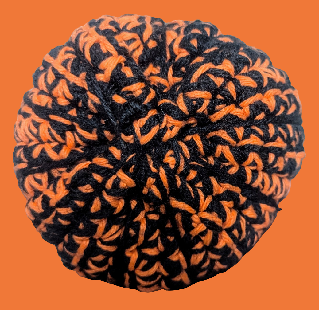 Black & Orange Crochet Pumpkin, Handmade Black & Orange Amigurumi Pumpkin Decor, Spooky Season Crochet Pumpkin,Boho Crochet Pumpkin, Halloween Decor, Halloween Gift,Fall, Halloween, Home decor, Home Accent,