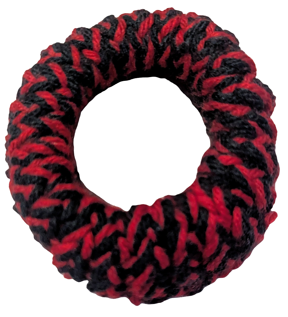 Black & Red Knit Scrunchie, Black & Red Knit Scrunchie, Handmade Black & Red Knit Hair Scrunchie,The Crimson & Noir Knit Scrunchie, Gothic Two-Tone Knit Scrunchie