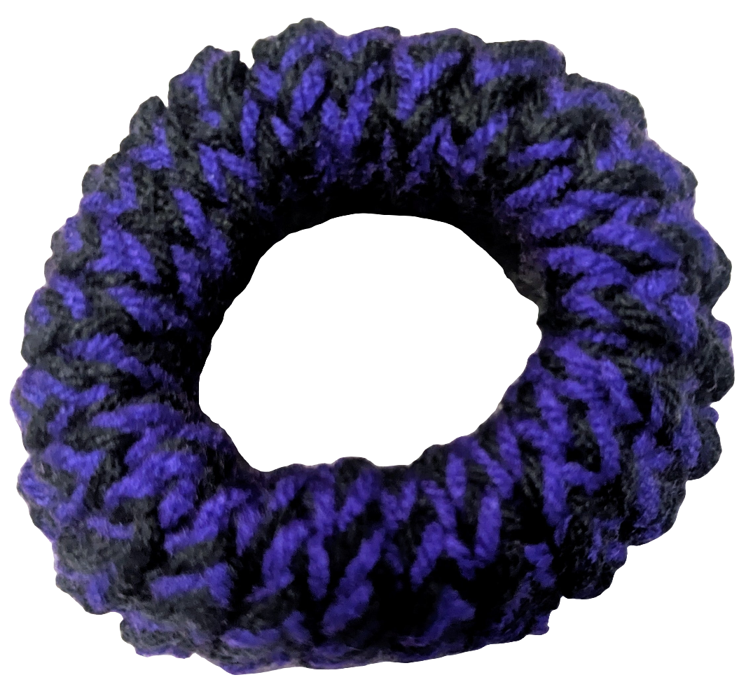 Black & Purple Knit Scrunchie, Black & Purple Knit Scrunchie, Handmade Black & Purple Knit Hair Scrunchie, Gothic Two-Tone Knit Scrunchie, Witchy Knit Scrunchie, Black & Purple