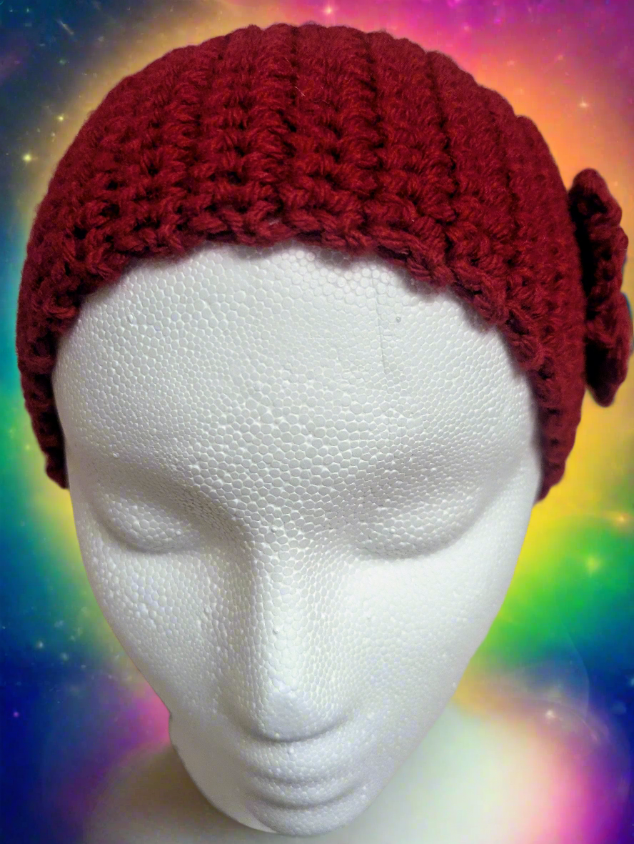 Red Flower Crochet Headband