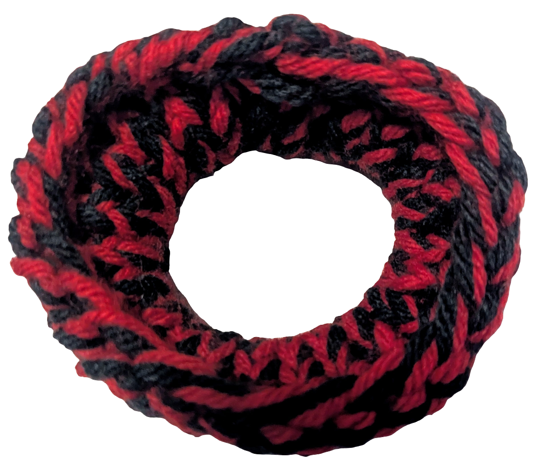 Black & Red Knit Scrunchie, Black & Red Knit Scrunchie, Handmade Black & Red Knit Hair Scrunchie,The Crimson & Noir Knit Scrunchie, Gothic Two-Tone Knit Scrunchie