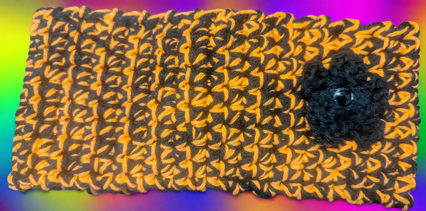 Black & Orange Crochet Flower Headband