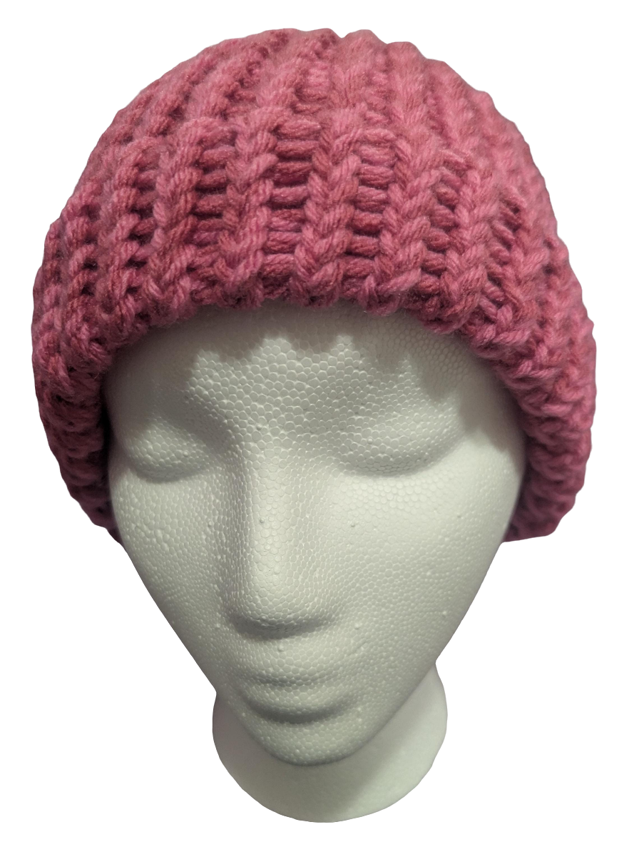 Pink Beanie | Women's Knit Winter Hat | Warm & Cozy Slouchy Cuffed Beanie