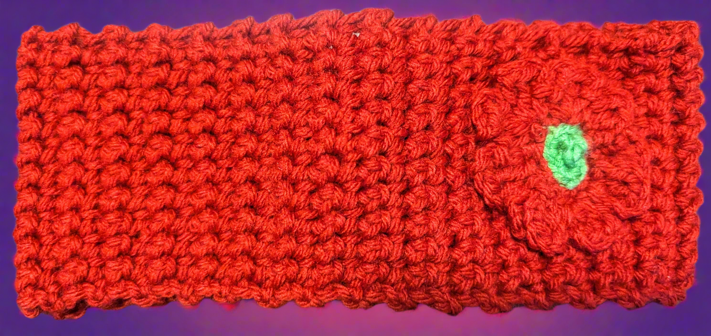 Red Flower Crochet Headband