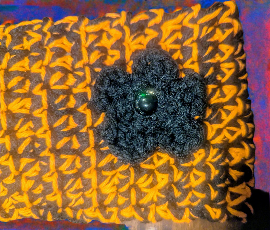 Black & Orange Crochet Flower Headband