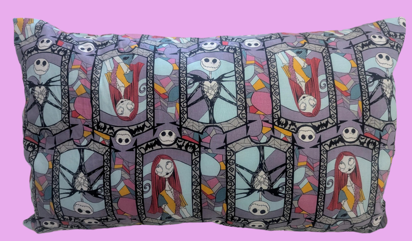 Jack and Sally Pillow | Nightmare Before Christmas Throw Pillow | Disney Gothic Home Decor,Gothic Decor, Disney Spooky Pillow, Home Decor