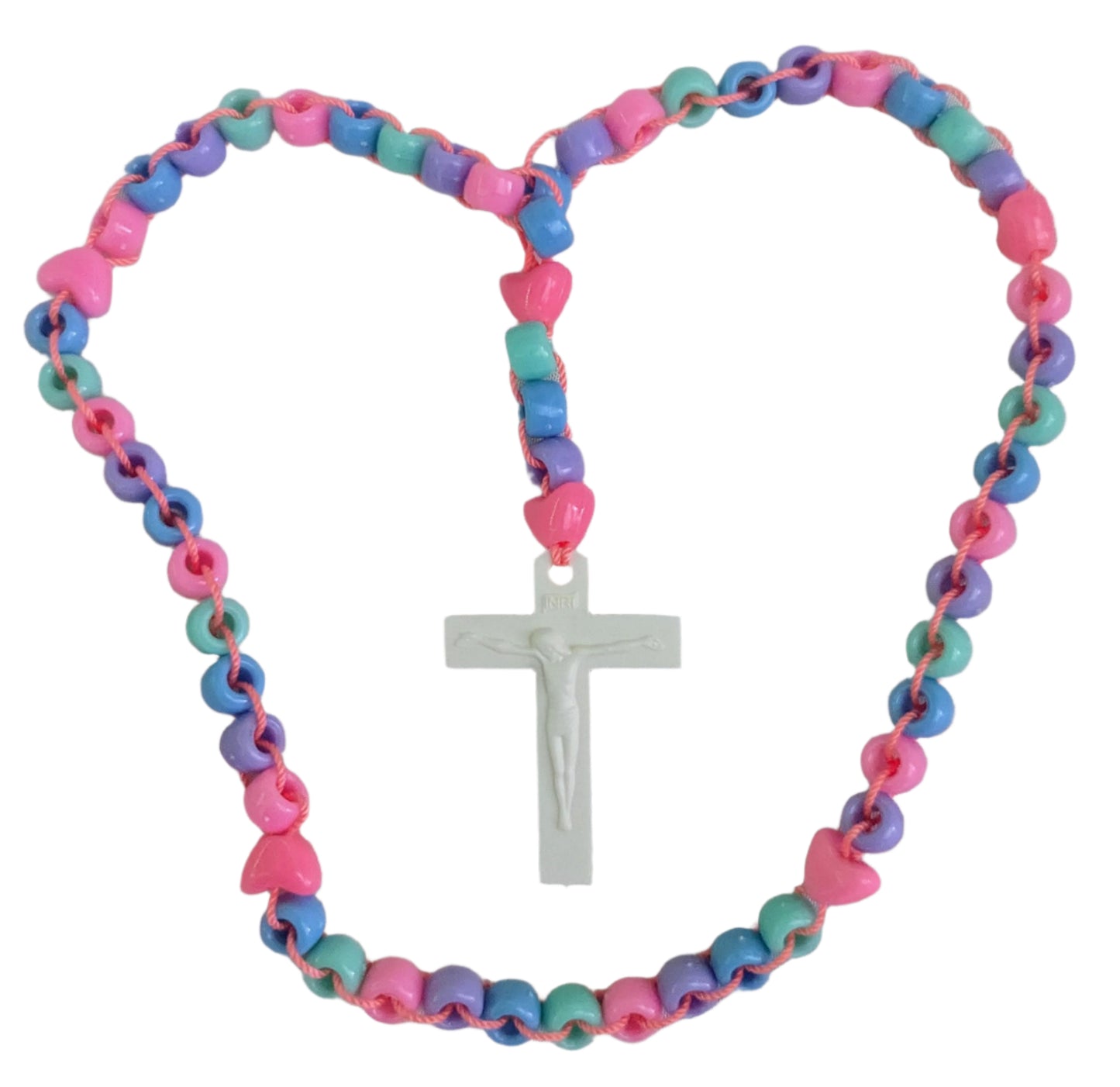 Colorful Rosary | Purple Green Blue Pink Catholic Prayer Beads | Unique First Communion Gift