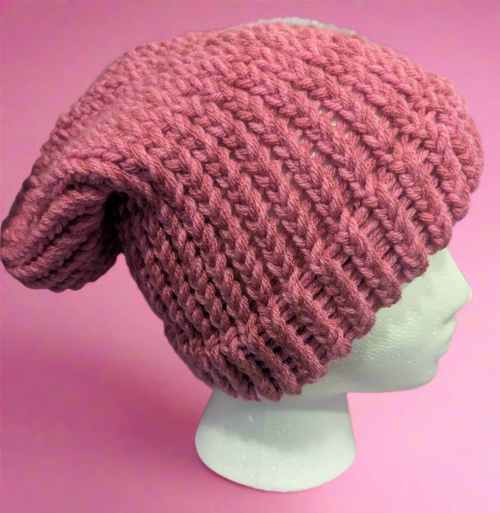 Pink Knit Beanie - Handmade & Cozy Winter Hat, hair accessories