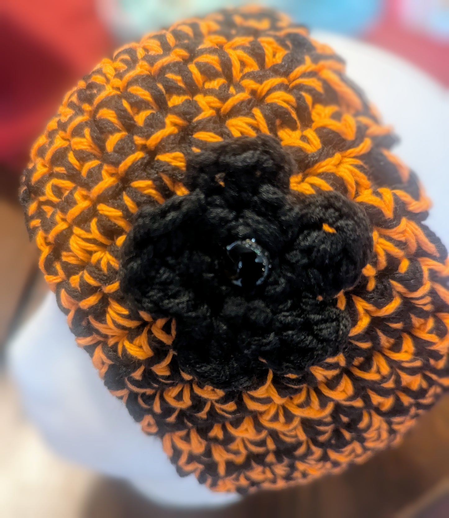 Black & Orange Crochet Flower Headband