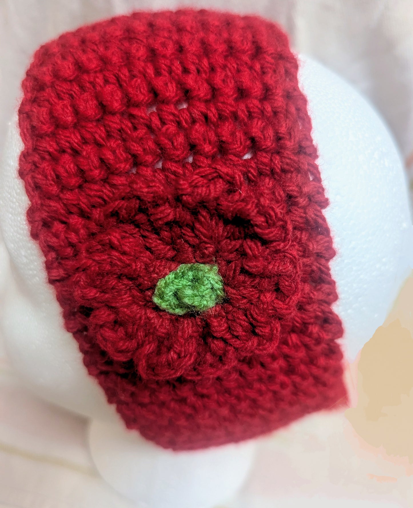 Red Flower Crochet Headband