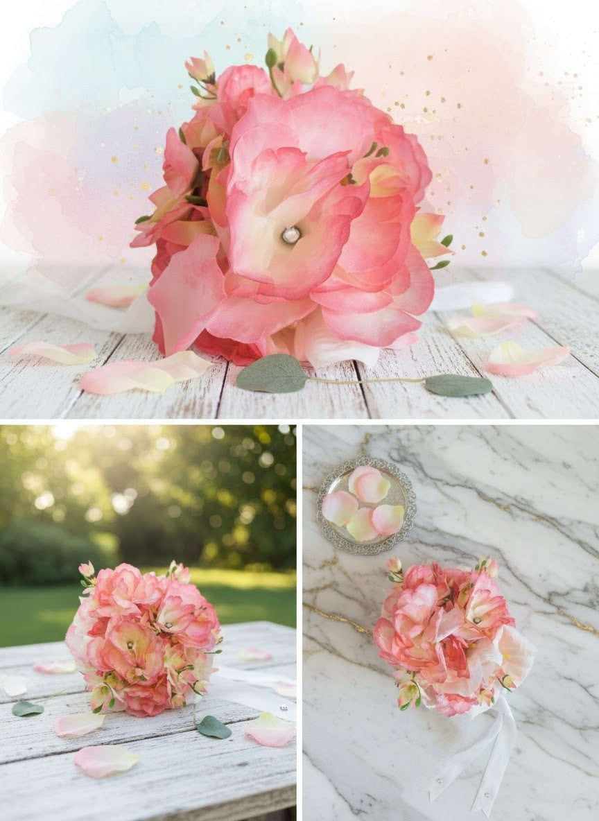 Pink Calla Lily, Peony & Rain Lily Bridal Bouquet, home decor