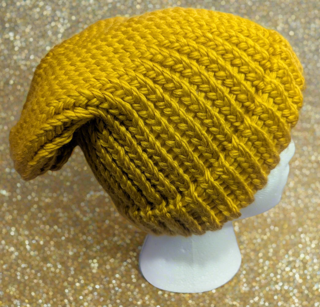 Yellow Mustard Knit Beanie - Unisex Winter Hat