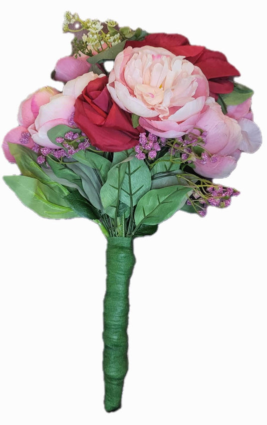 Red Rose & Pink Peony Floral Bouquet – Perfect for Any Occasion, Wedding Bouquet, Wedding Flowers, Artificial Forever Blooms,bridal bouquet, bridal flowers, Home Decor