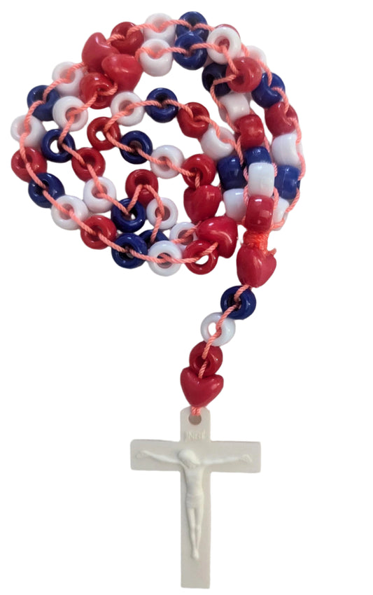 Red White Blue Rosary | Colorful Catholic Prayer Beads | Unique Patriotic Gift