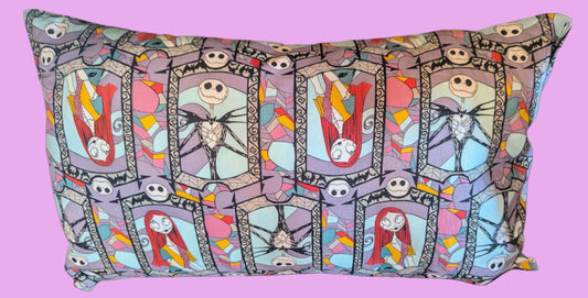 Jack and Sally Pillow | Nightmare Before Christmas Throw Pillow | Disney Gothic Home Decor,Gothic Decor, Disney Spooky Pillow, Home Decor