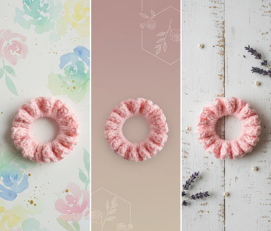 Pink Crochet Scrunchie - Handmade Hair Accessory