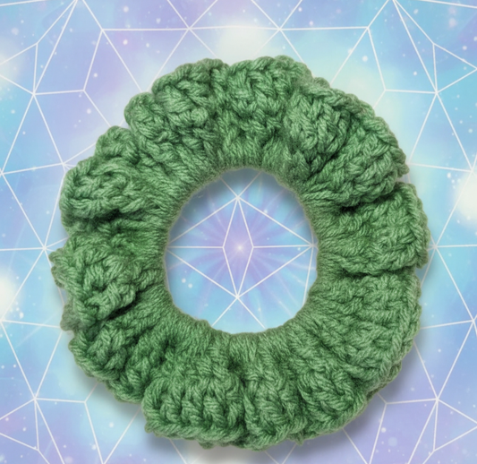 Green Crochet Scrunchie - Handmade Hair Accessory