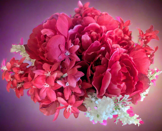 Pink Peony, Hydrangea & White Lavender Wedding Bouquet, home decor