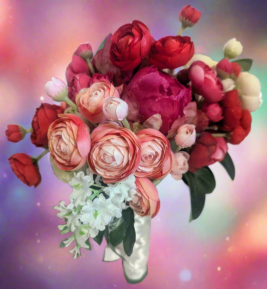 Ranunculus, Rose & Lavender Wedding Bouquet, home decor