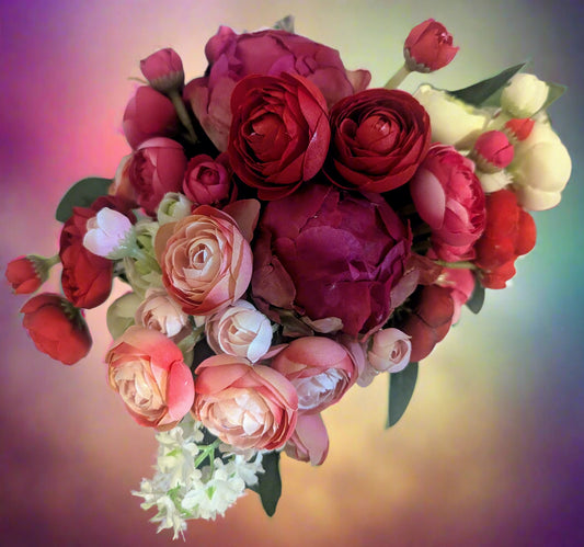 Ranunculus, Rose & Lavender Wedding Bouquet, home decor