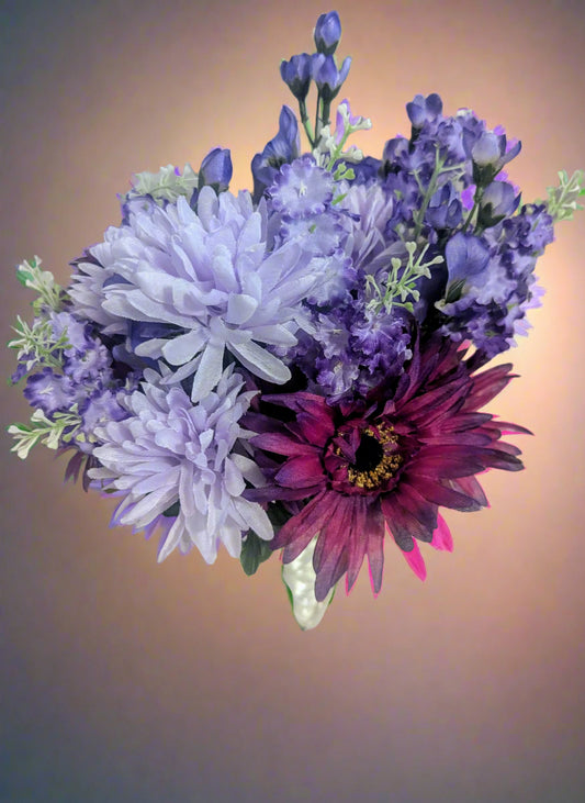 Purple Sunflower & Wildflower Wedding Bouquet