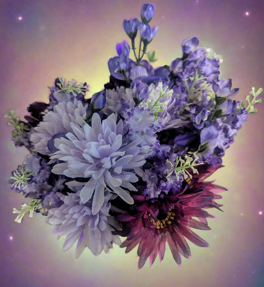 Purple Sunflower & Wildflower Wedding Bouquet