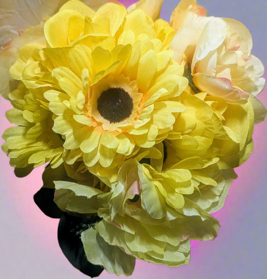 Sunflower, Yellow Rose & Peony Wedding Bouquet,home decor