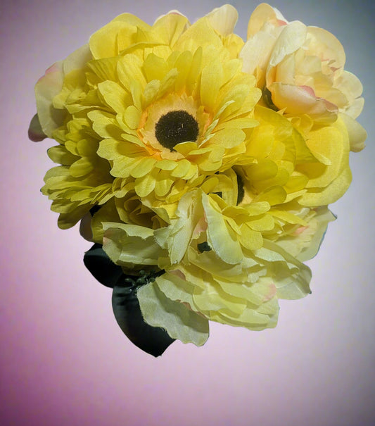 Sunflower, Yellow Rose & Peony Wedding Bouquet,home decor