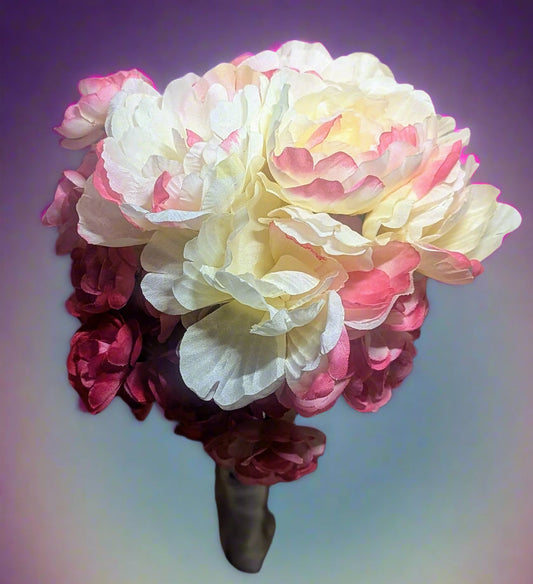 Petite Rose & Bi-Color Peony Wedding Bouquet