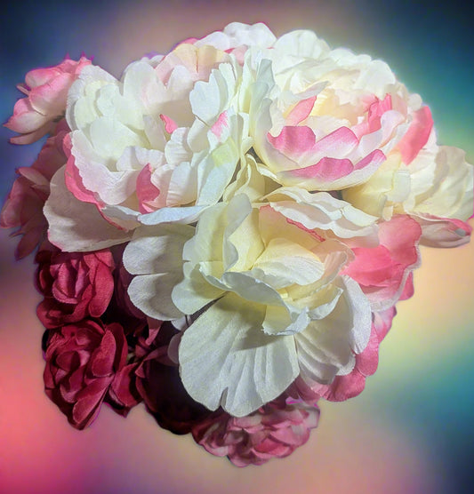 Petite Rose & Bi-Color Peony Wedding Bouquet