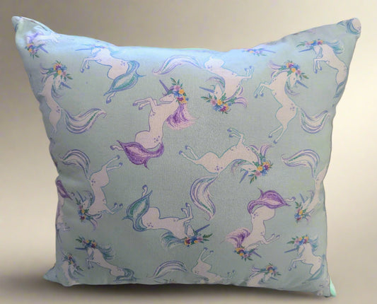 Enchanted Unicorn & Floral Reversible Pillow,  Magical Unicorn and Flowers Reversible Accent Pillow,  Reversible Unicorn/Floral Decorative Pillow