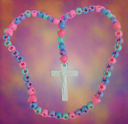 Colorful Rosary | Purple Green Blue Pink Catholic Prayer Beads | Unique First Communion Gift
