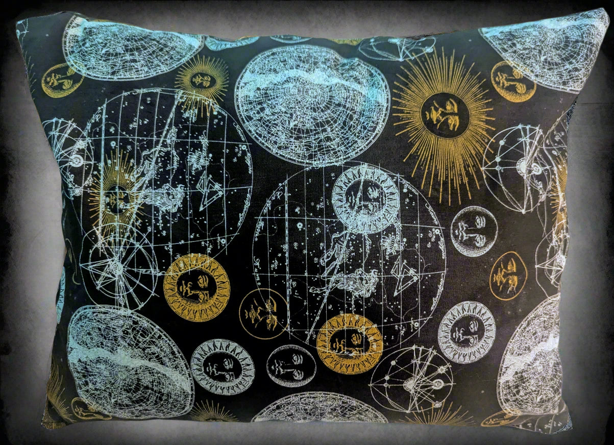 Gothic Moon Celestial Throw Pillow,  Mystical Moon Accent Pillow,  Witchy Celestial Moon Decorative Pillow,  Celestial Moon and Stars Throw Pillow,