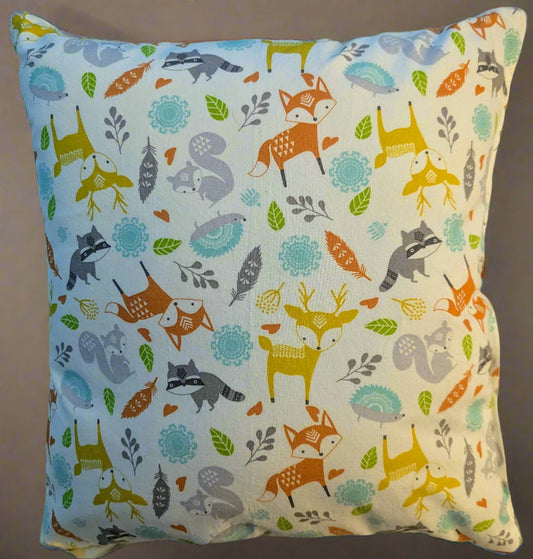 Enchanted Forest Friends Throw Pillow,  Whimsical Woodland Animals Accent Pillow,  Forest Friends Decorative Pillow,  Cute Woodland Creatures Throw Pillow,