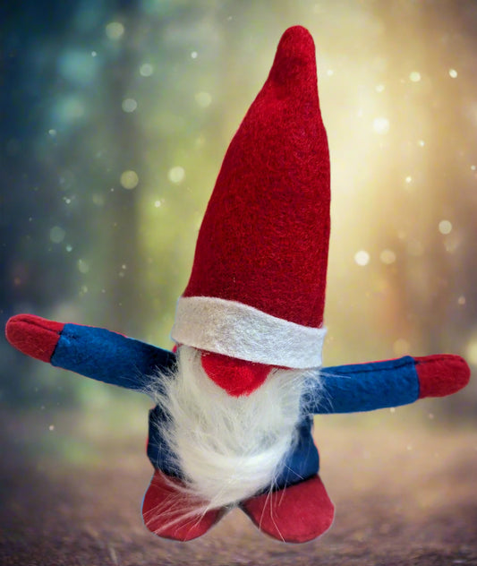 Patriotic Red, White, Blue, Gnome | Handmade Red, White & Blue Decor with white beard