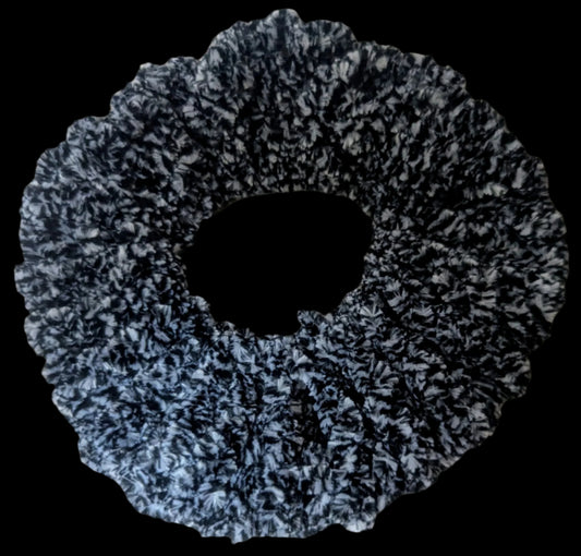 Black, Gray & White Chenille Knit Scrunchie, Handmade Neutral-Tone Chenille Scrunchie,The Monochrome Knit Scrunchie, Soft & Fluffy Black, Gray, and White Hair Tie