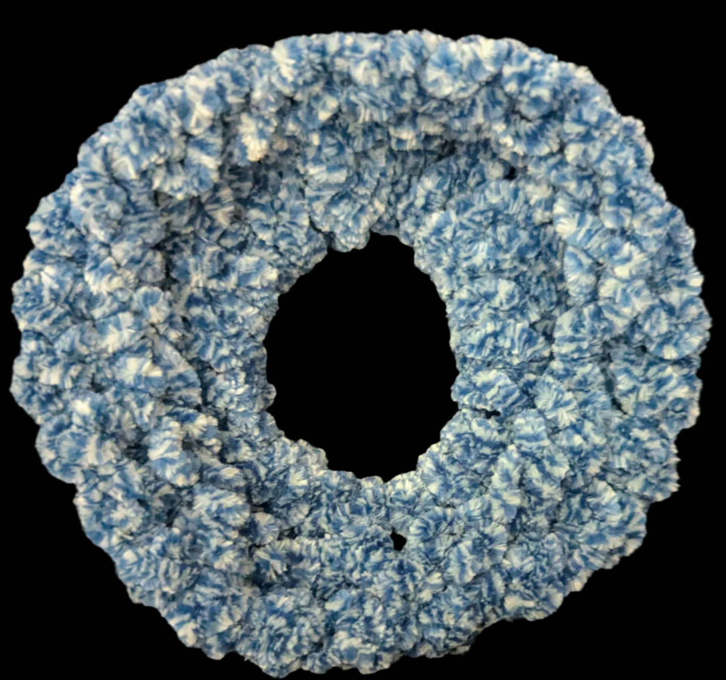Blue/White Chenille Knit Scrunchie, Blue & White Chenille Knit Scrunchie,  Handmade Blue & White Fluffy Scrunchie, Ocean-Inspired Chenille Knit Scrunchie,  Cozy Two-Tone Chenille Scrunchie,
