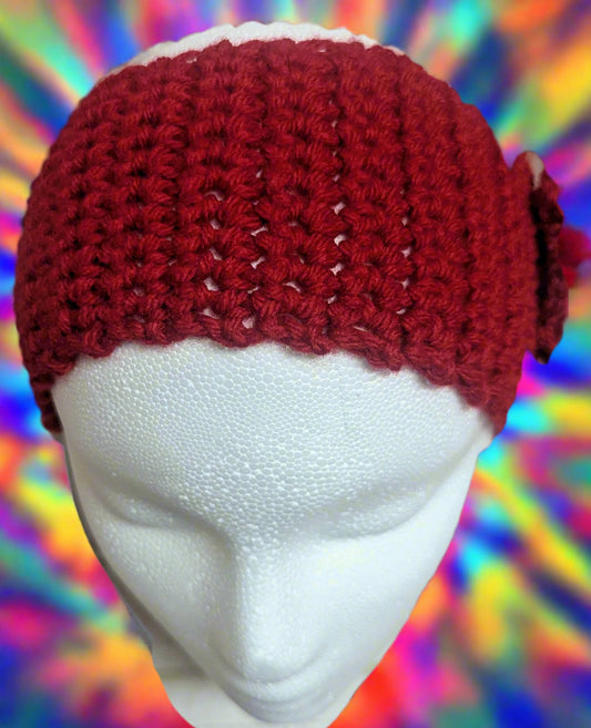 Red Crochet Flower Headband - Handmade Floral Hair Accessory, hair accessories