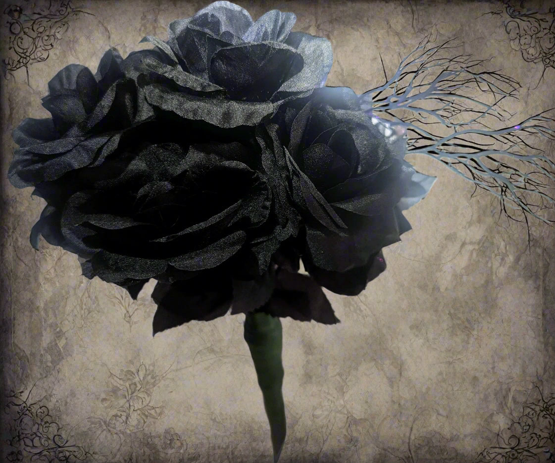 Black Roses Bouquet, Black rose bouquet, The Gothic Romance Black Rose Bouquet, Black Rose Bouquet for Halloween or Spooky Season,Gothic bouquet,Skull bouquet,Halloween bouquet,Dark flower arrangement, Home Decor,
