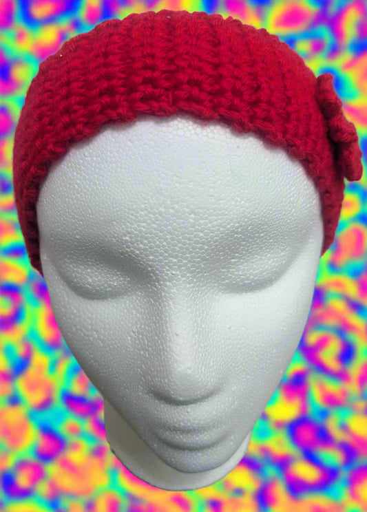Red Flower Crochet Headband